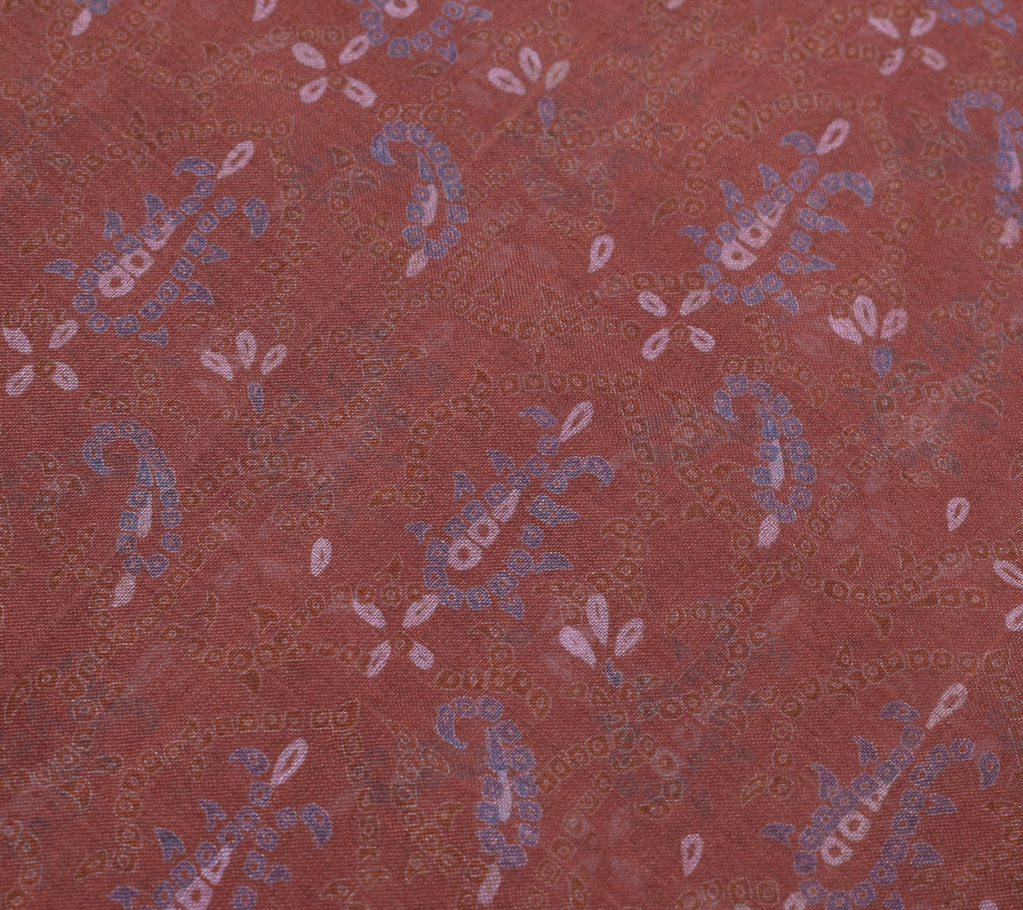 Sushila Vintage Brown Scrap Saree 100%Pure Silk Printed Paisley 5 YD Sari Fabric