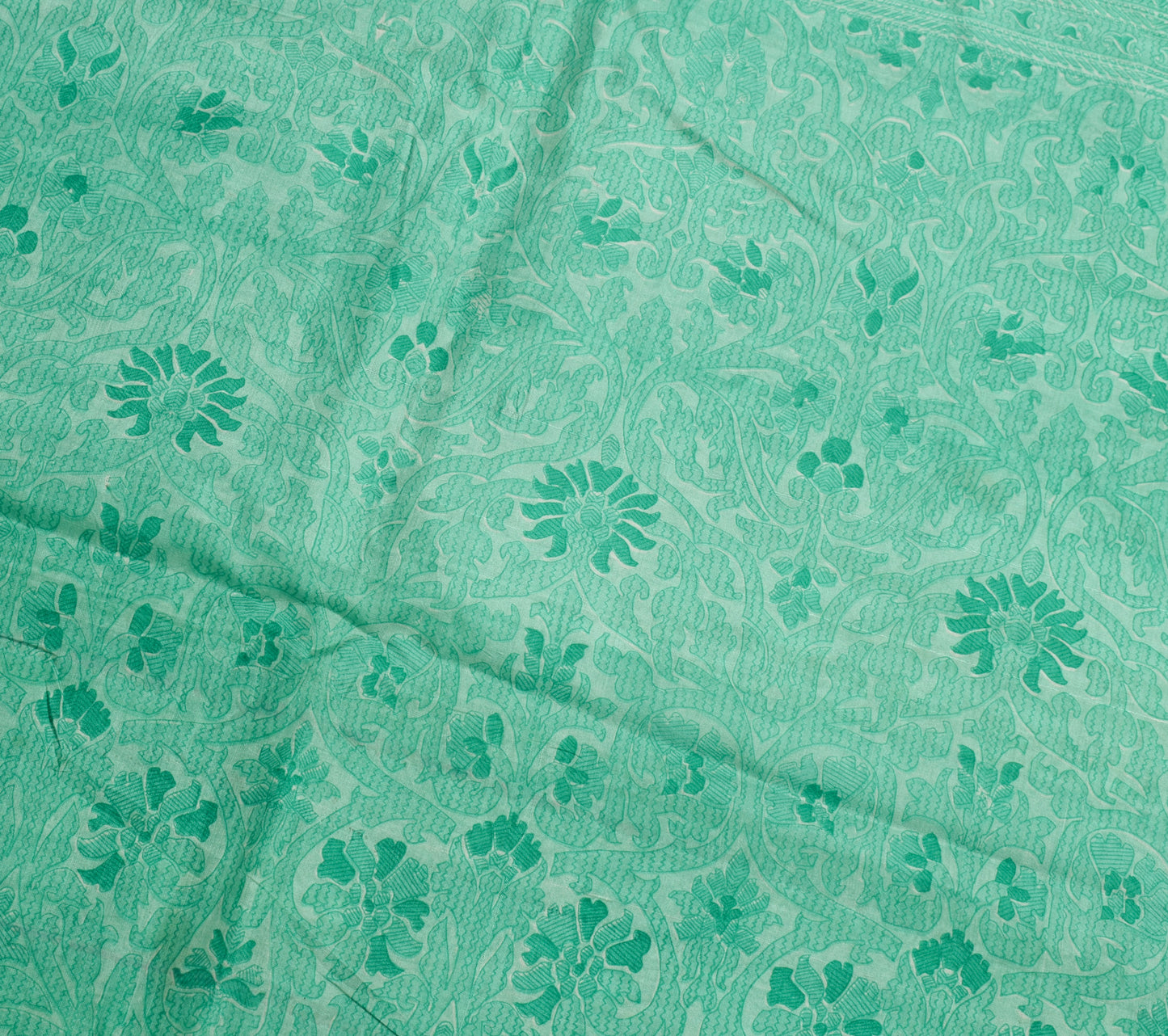 Sushila Vintage Scrap Saree 100% Pure Silk Printed Floral 5 YD Sari Craft Fabric