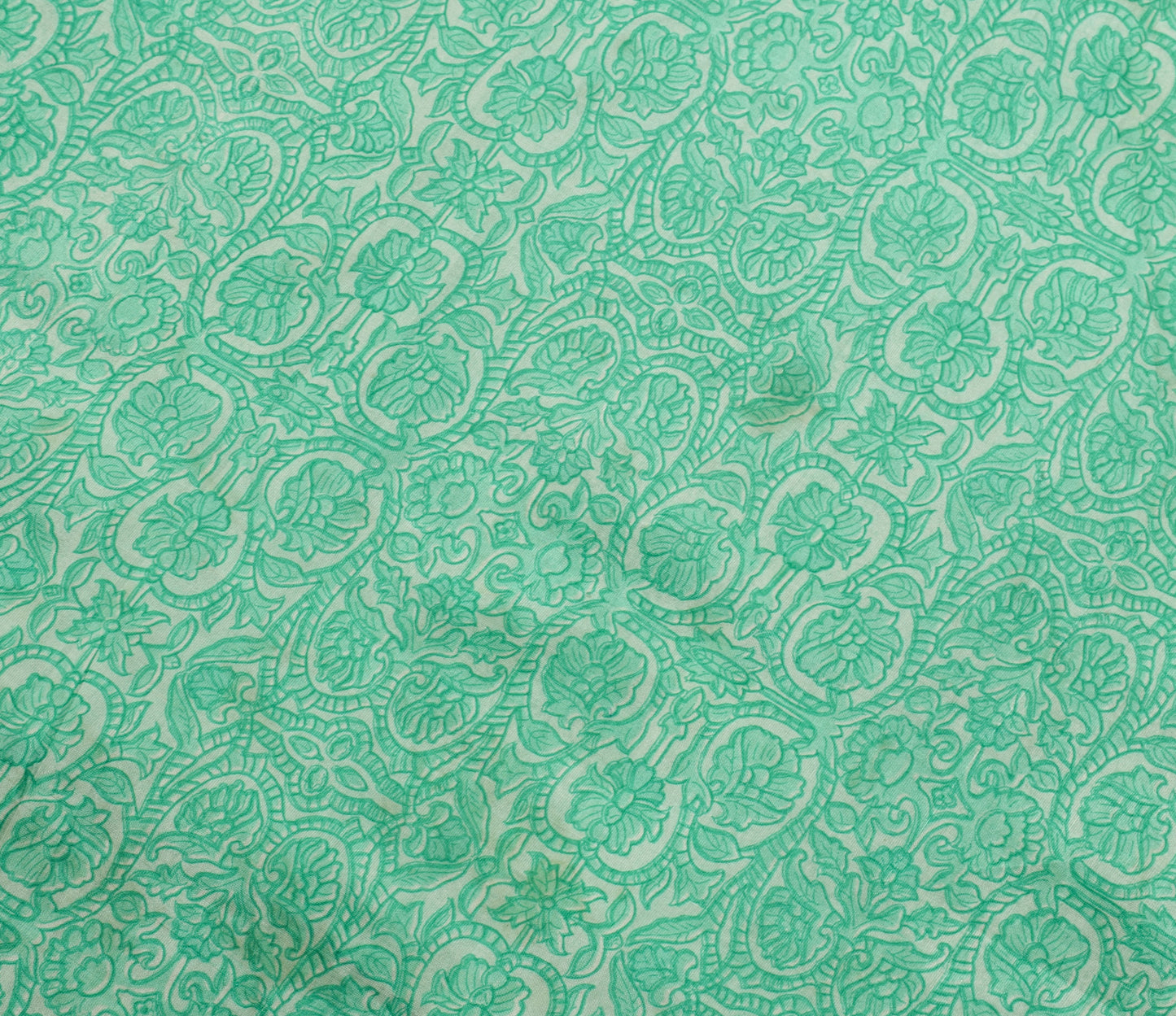 Sushila Vintage Scrap Saree 100% Pure Silk Printed Floral 5 YD Sari Craft Fabric
