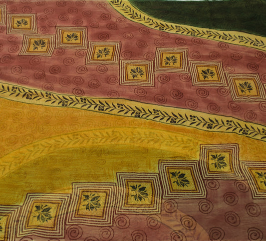 Sushila Vintage Multi-Color Scrap Saree 100% Pure Georgette Printed Sari Fabric