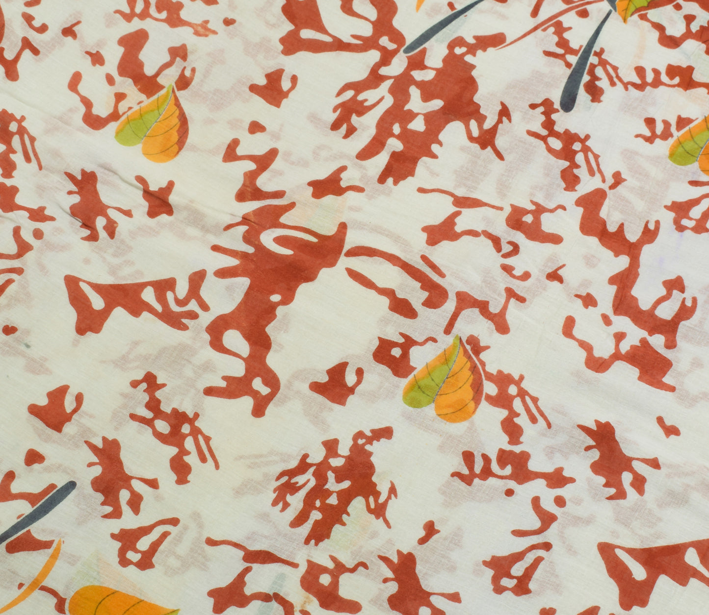 Sushila Vintage White Scrap Saree 100% Pure Cotton Printed Sari 5YD Craft Fabric
