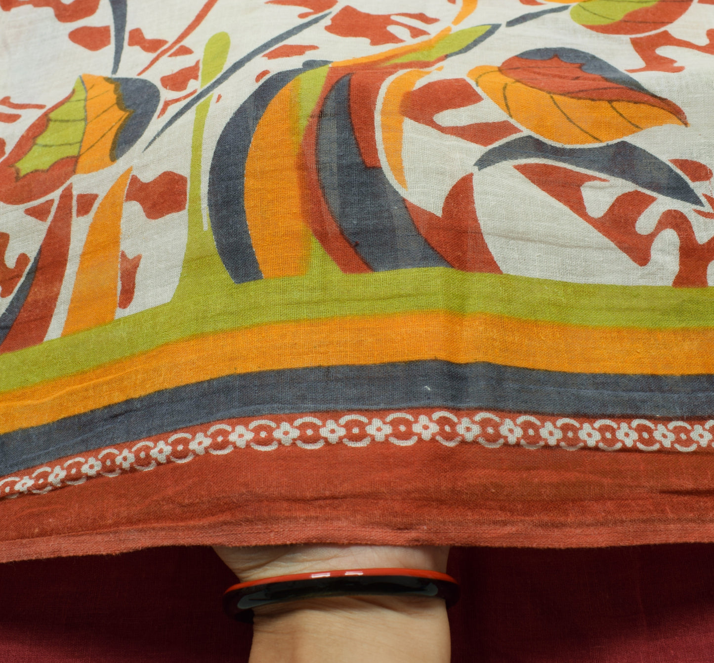 Sushila Vintage White Scrap Saree 100% Pure Cotton Printed Sari 5YD Craft Fabric