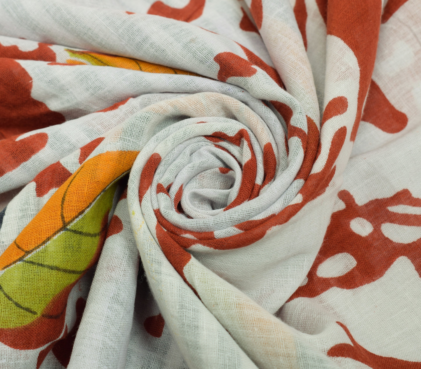Sushila Vintage White Scrap Saree 100% Pure Cotton Printed Sari 5YD Craft Fabric