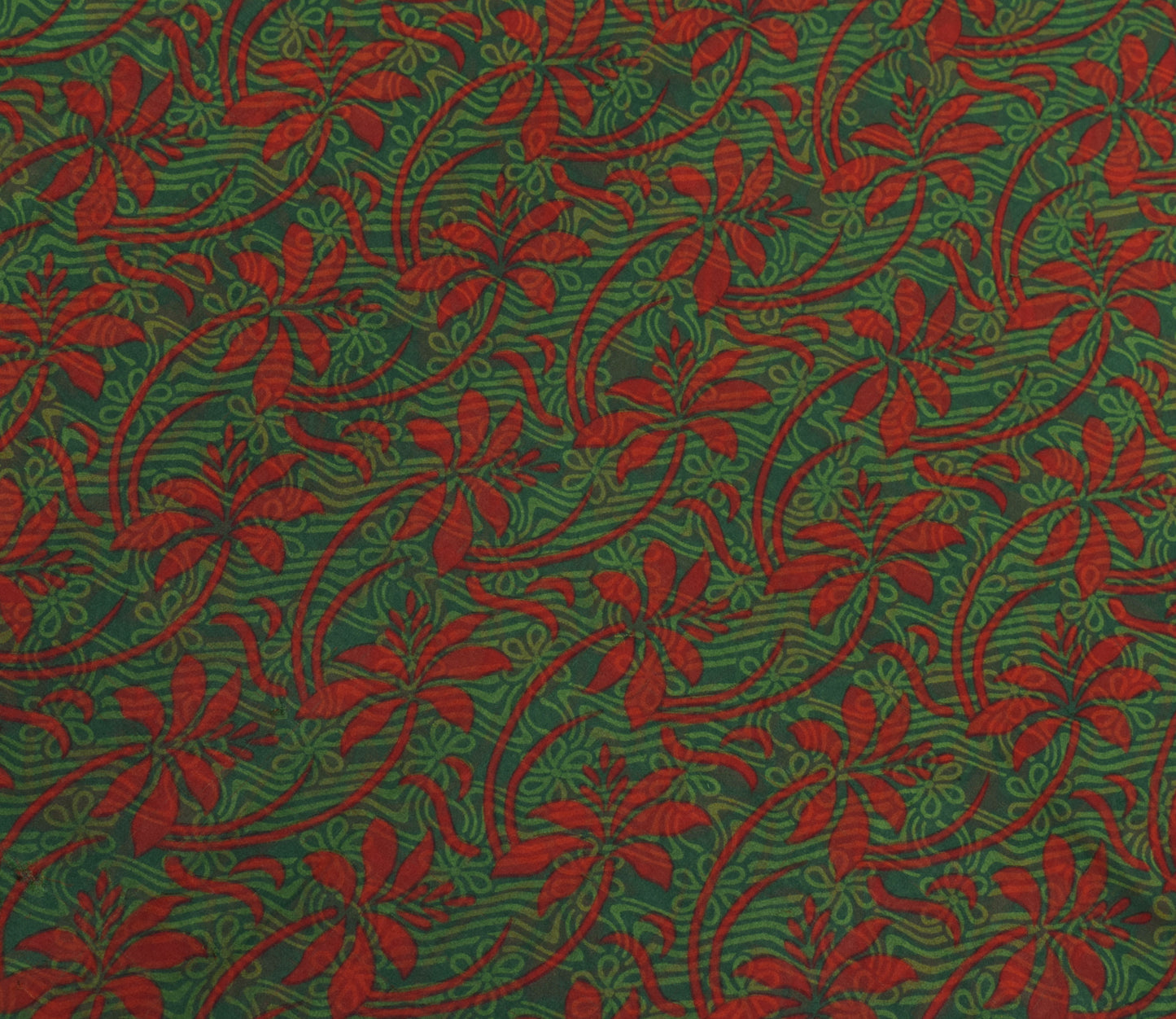 Sushila Vintage Green Scrap Saree Georgette Silk Printed Floral Sari 5 Yd Fabric