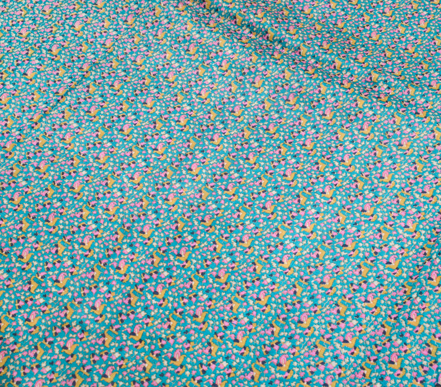 Sushila Vintage Blue Scrap Saree 100% Pure Silk Printed Floral Sari Craft Fabric