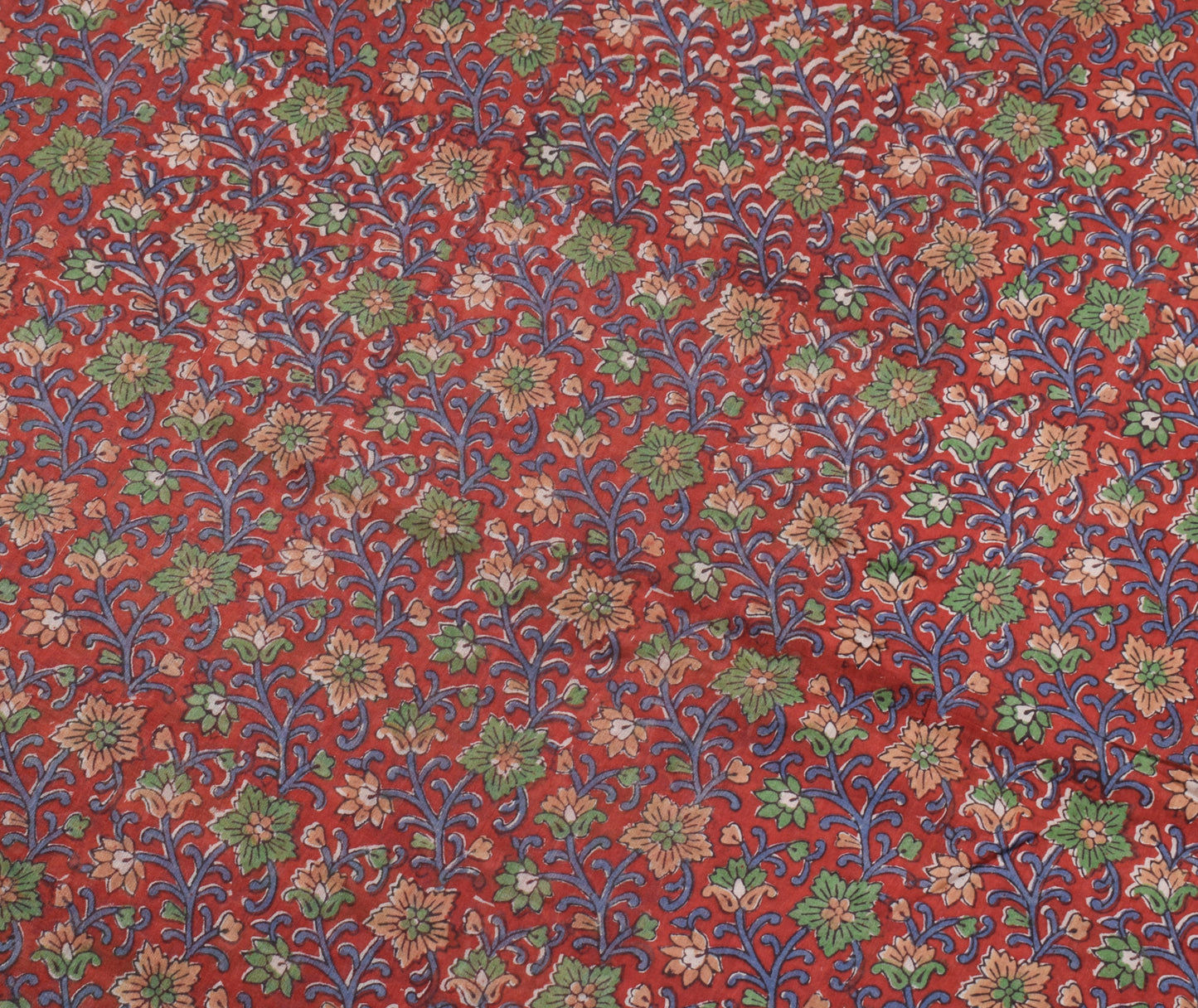 Sushila Vintage Maroon Scrap Saree Pure Silk Hand Block Printed Floral Fabric