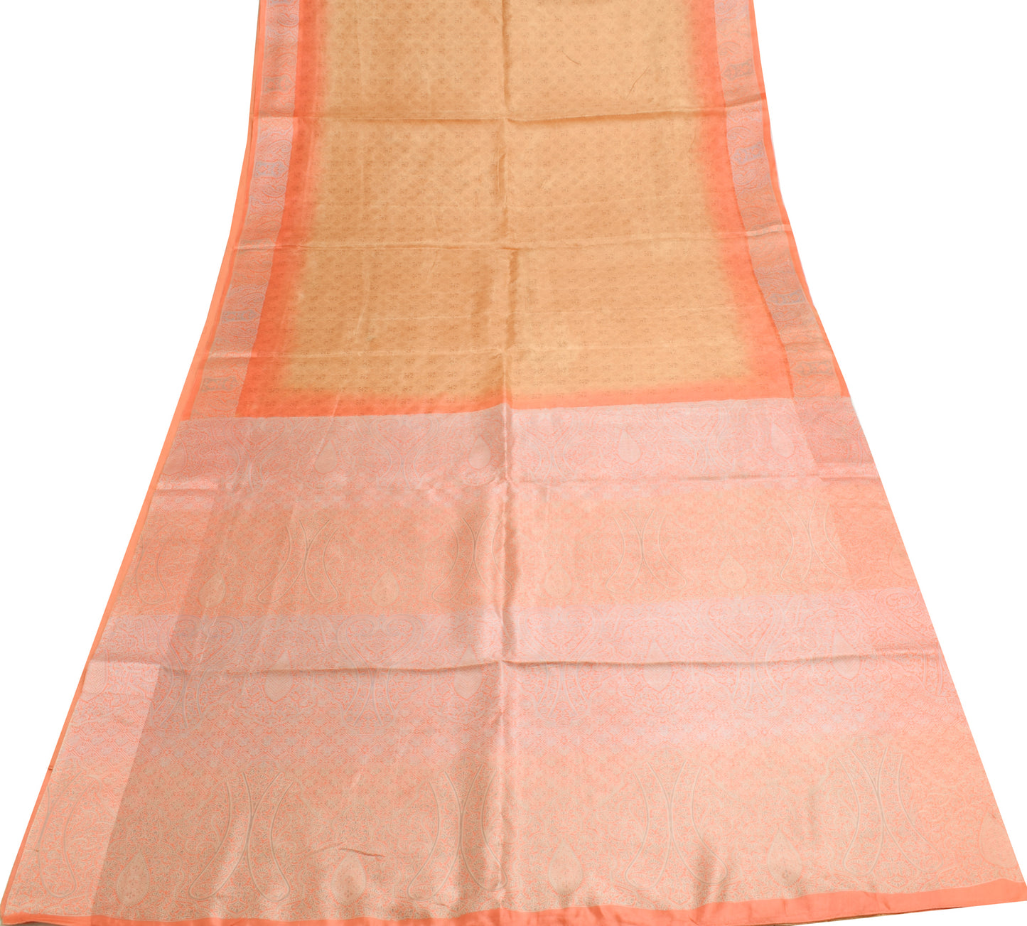 Sushila Vintage Brown Indian Scrap Saree 100%Pure Silk Printed Sari Craft Fabric