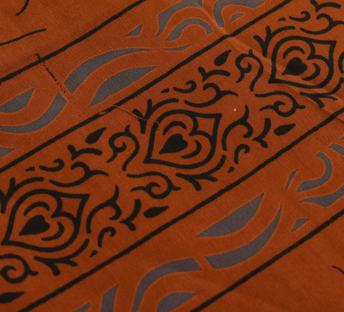 Sushila Vintage Rust Scrap Saree Blend Crepe Silk Printed Sari Craft Fabric
