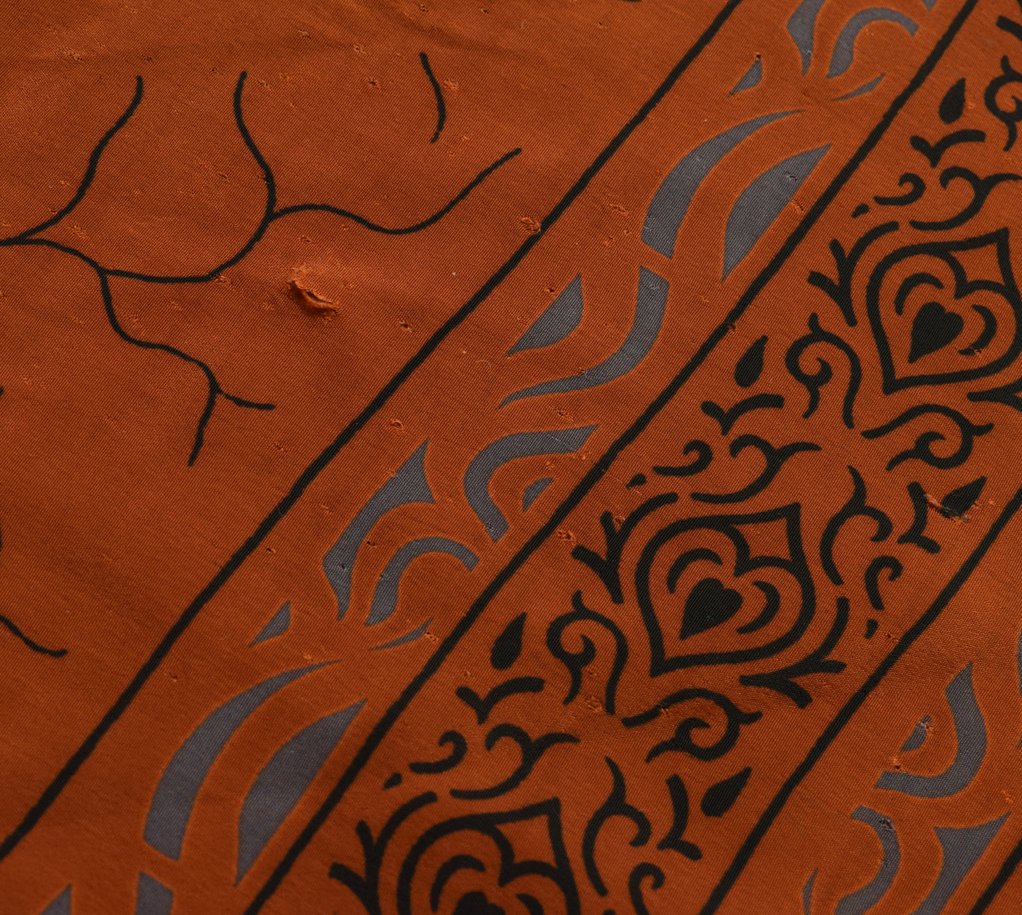 Sushila Vintage Rust Scrap Saree Blend Crepe Silk Printed Sari Craft Fabric