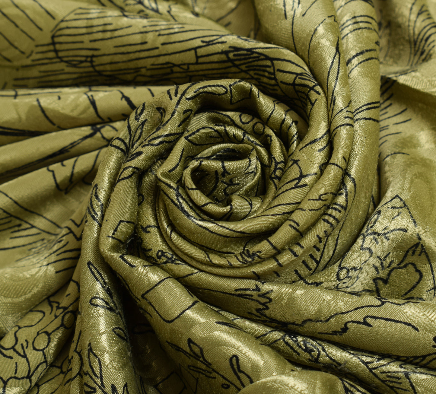 Sushila Vintage Green Scrap Saree Blend Crepe Silk Printed Floral Sari Fabric