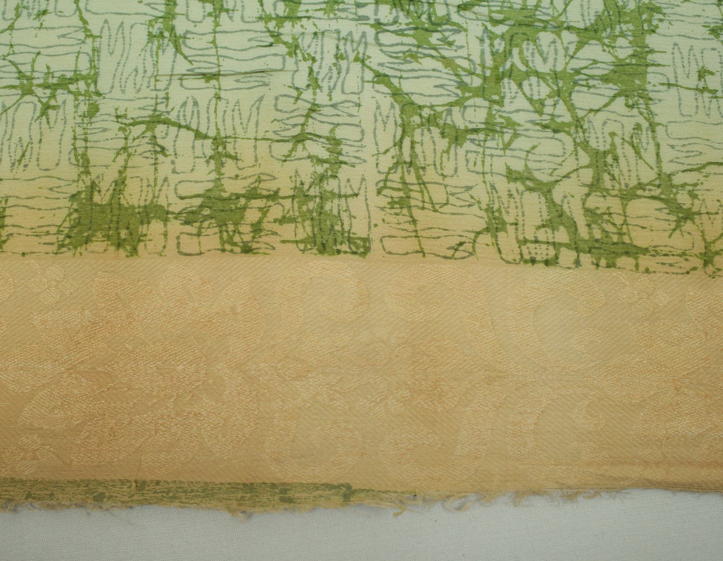 Sushila Vintage Green Scrap Saree 100%Pure Chiffon Silk Printed Soft Sari Fabric