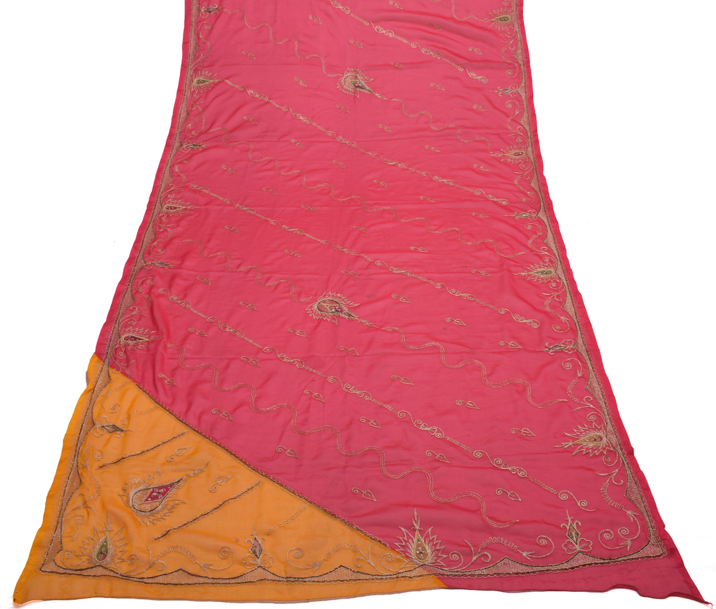 Sushila Vintage Indian Scrap Dupatta Blend Georgette Silk Embroidered Long Stole