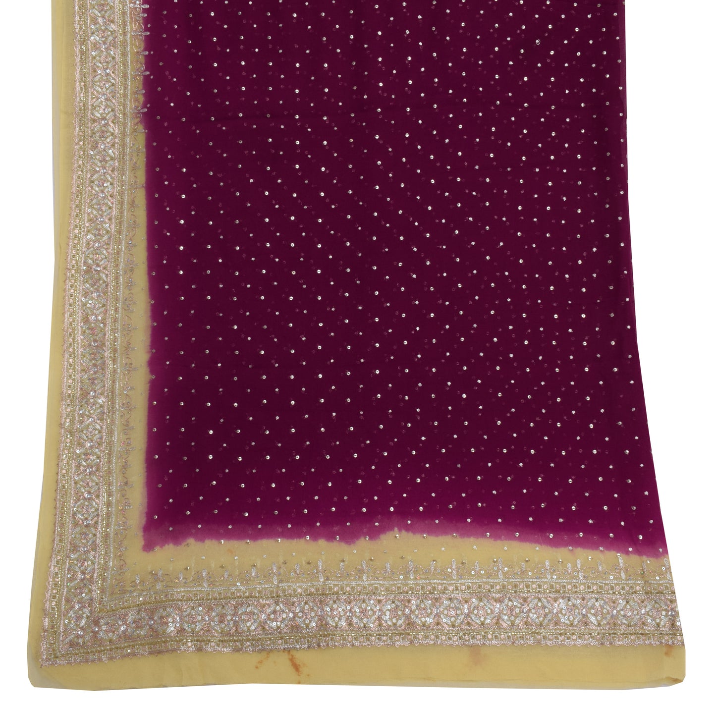 Sushila Vintage Purple Scrap Dupatta Pure Georgette Silk Embroidered Long Stole
