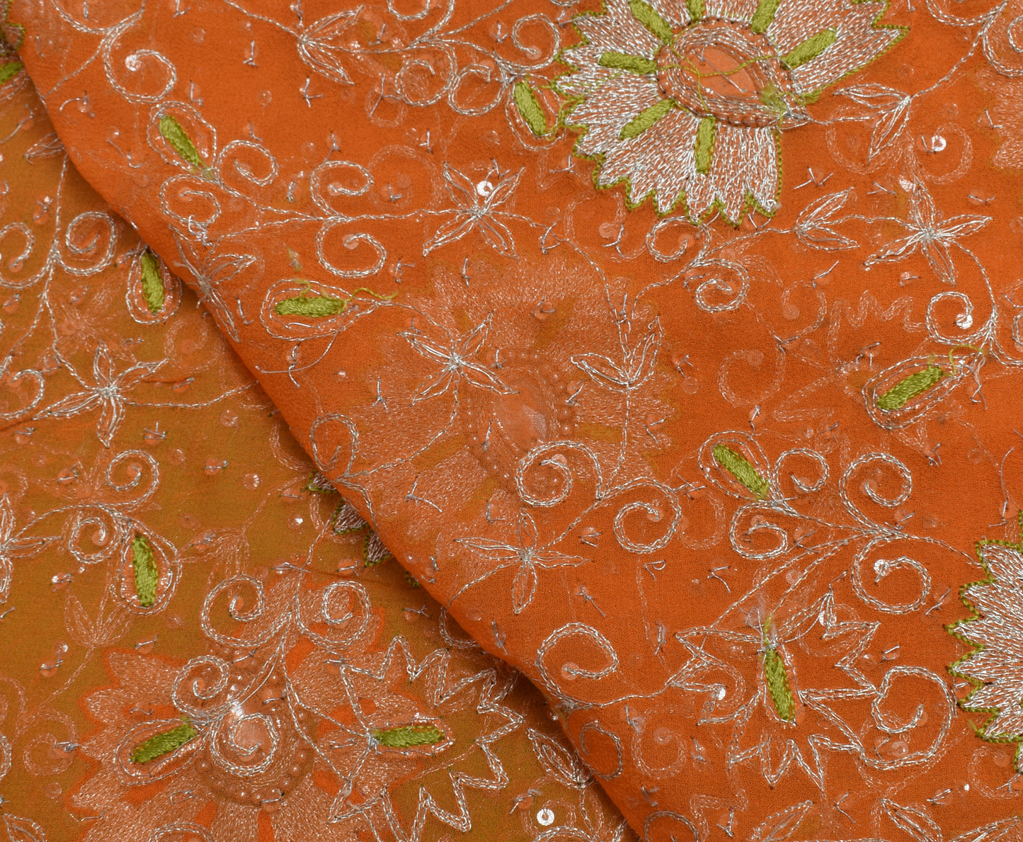 Sushila Vintage Indian Scrap Dupatta Pure Georgette Silk Embroidered Long Stole