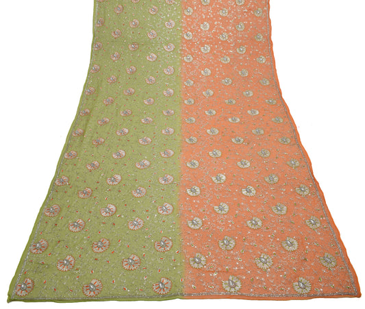 Sushila Vintage Indian Scrap Dupatta Pure Georgette Silk Embroidered Long Stole