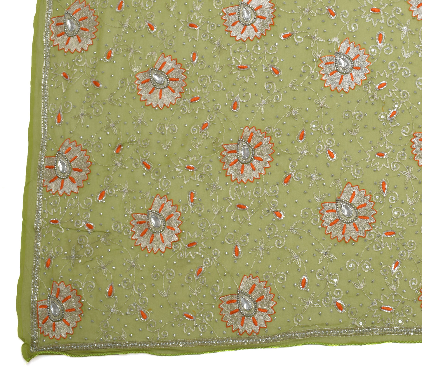 Sushila Vintage Indian Scrap Dupatta Pure Georgette Silk Embroidered Long Stole