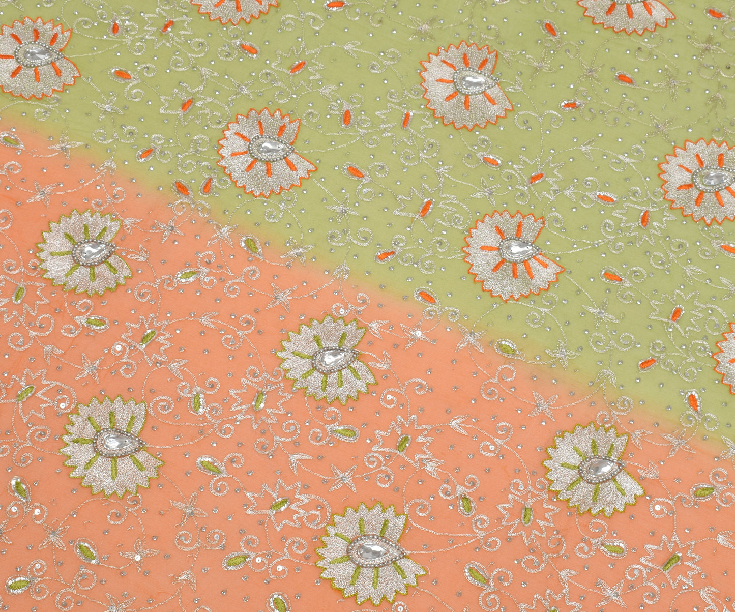 Sushila Vintage Indian Scrap Dupatta Pure Georgette Silk Embroidered Long Stole