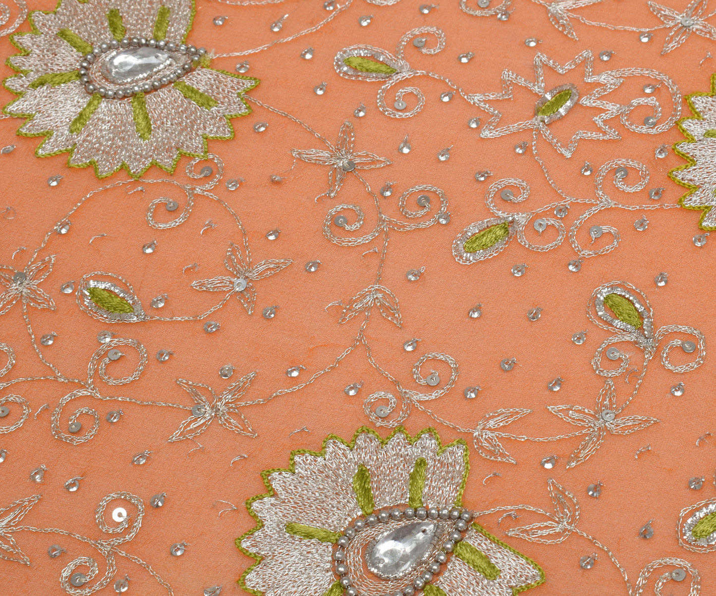 Sushila Vintage Indian Scrap Dupatta Pure Georgette Silk Embroidered Long Stole
