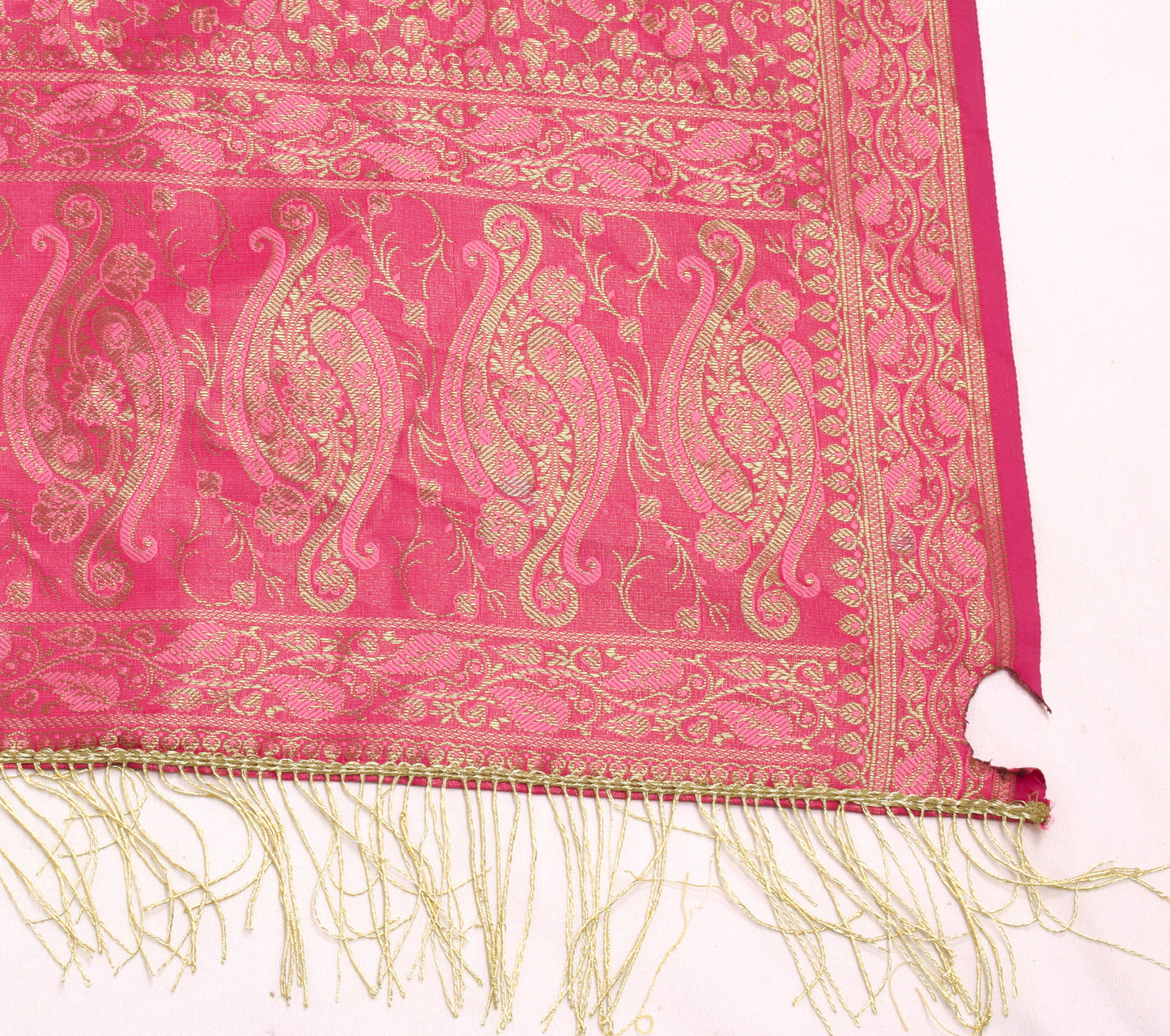 Sushila Vintage Pink Scrap Dupatta Art Silk All Over Woven Paisley Long Stole