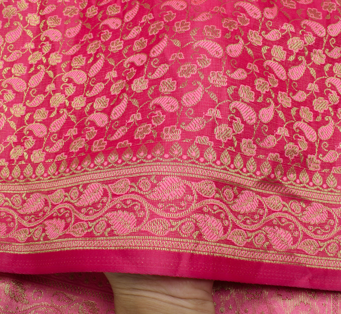 Sushila Vintage Pink Scrap Dupatta Art Silk All Over Woven Paisley Long Stole