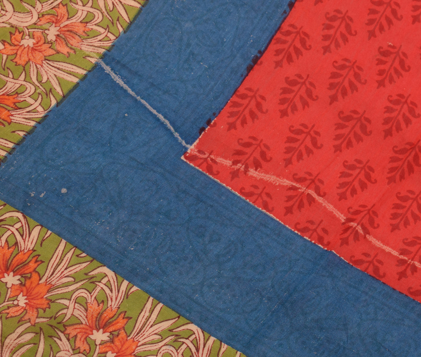 Sushila Vintage Red Scrap Dupatta 100%Pure Cotton Printed Floral Long Stole Veil