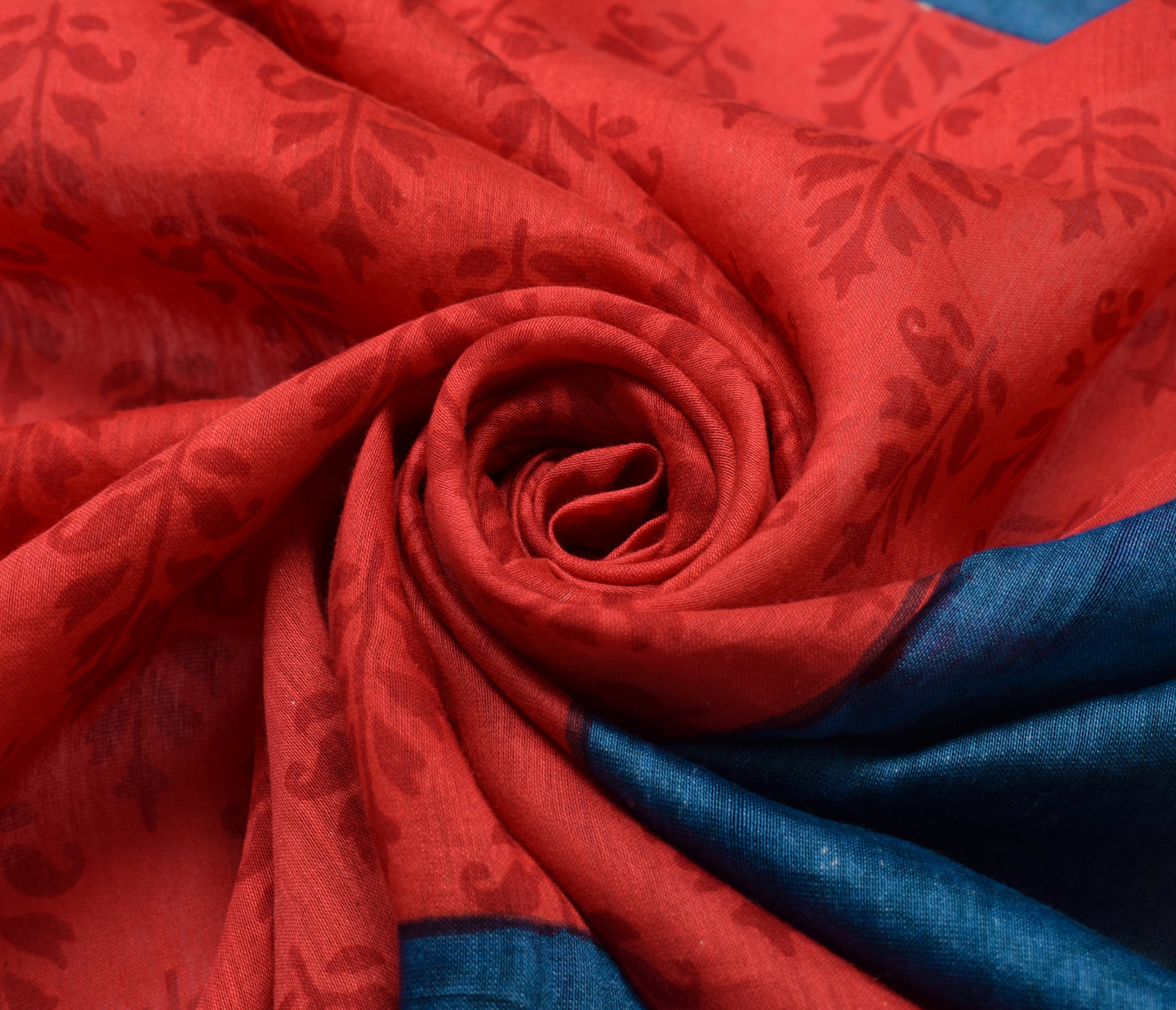 Sushila Vintage Red Scrap Dupatta 100%Pure Cotton Printed Floral Long Stole Veil