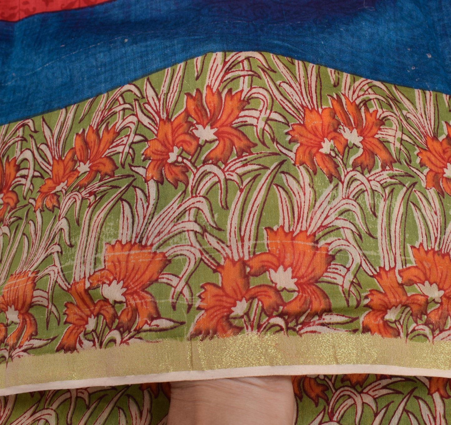 Sushila Vintage Red Scrap Dupatta 100%Pure Cotton Printed Floral Long Stole Veil