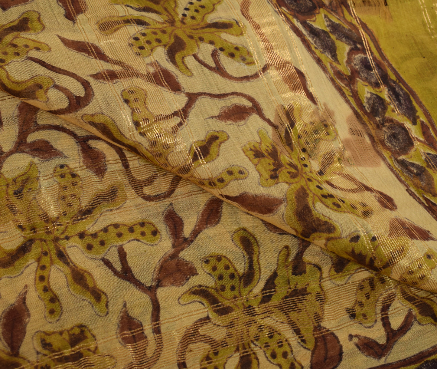 Sushila Vintage Brown Scrap Dupatta Pure Cotton Hand Block Printed Long Stole