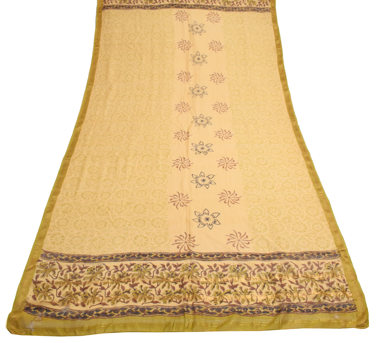 Sushila Vintage Brown Scrap Dupatta Pure Cotton Hand Block Printed Long Stole