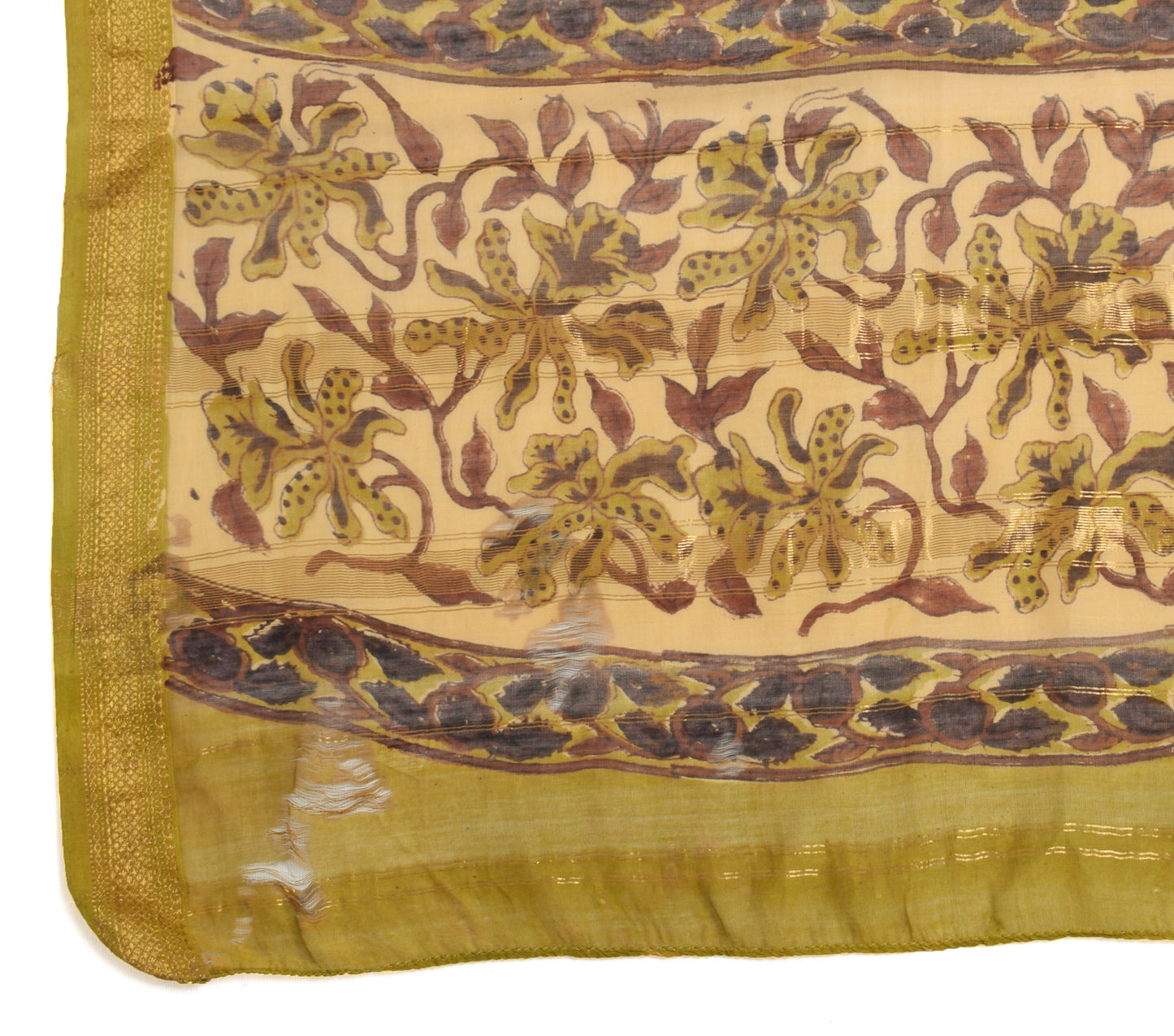 Sushila Vintage Brown Scrap Dupatta Pure Cotton Hand Block Printed Long Stole