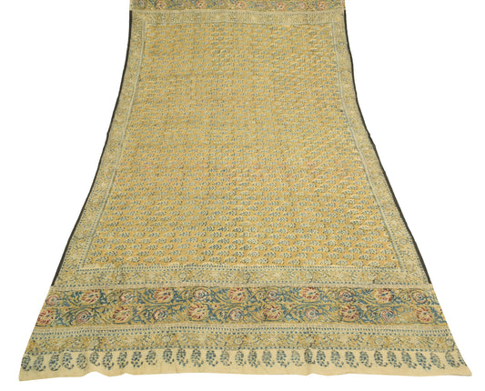 Sushila Vintage Green Scrap Dupatta Pure Cotton Hand Block Printed Long Stole