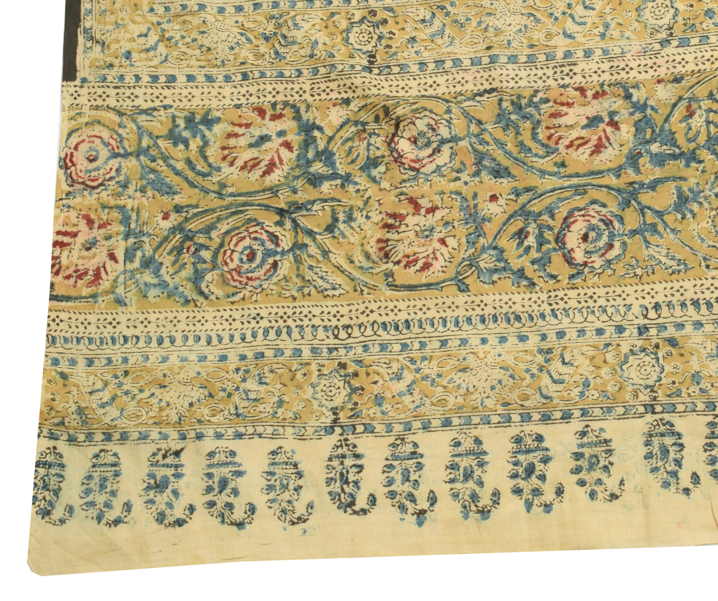 Sushila Vintage Green Scrap Dupatta Pure Cotton Hand Block Printed Long Stole