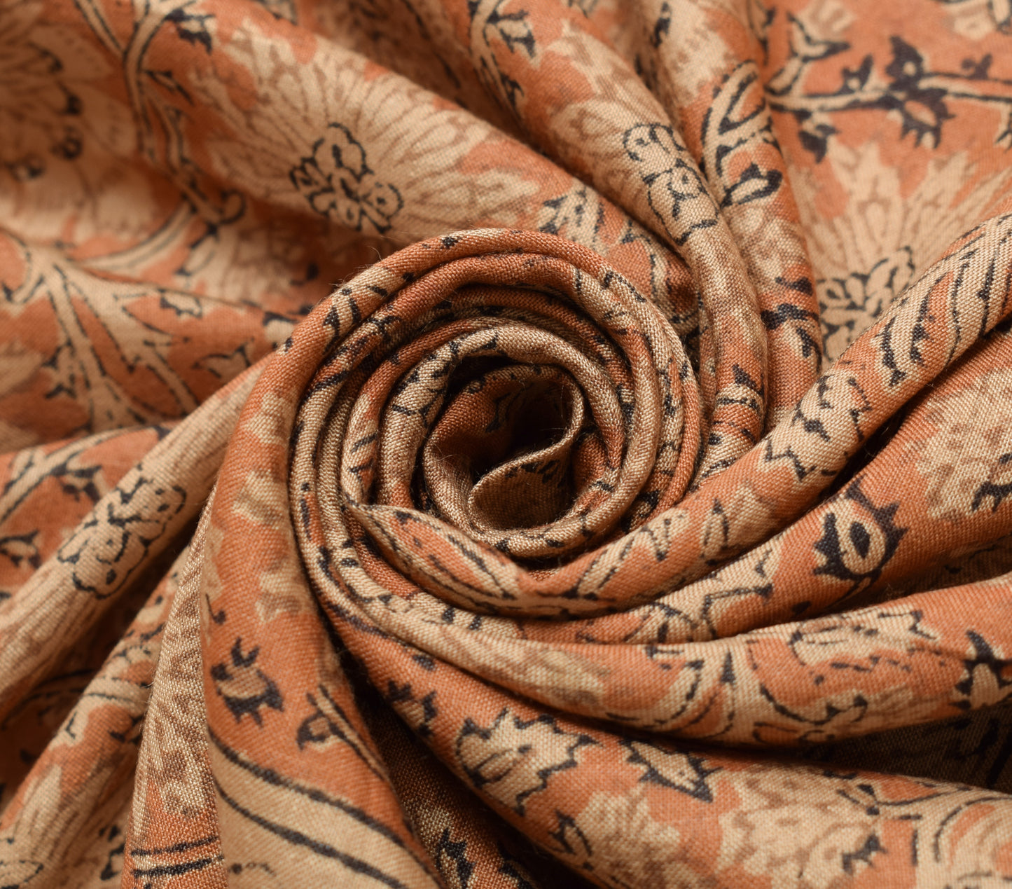 Sushila Vintage Brown Scrap Dupatta Pure Silk Hand Block Printed Soft Long Stole