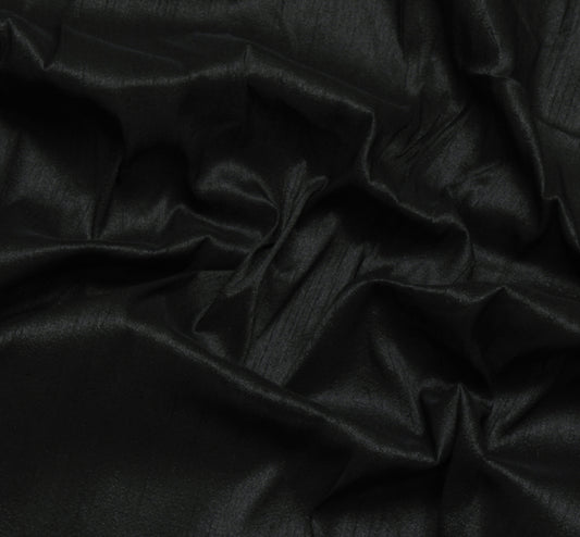Black Blend Silk Dupioni Slub Curtain Drape Panel Craft Dress Fabric By the Yard