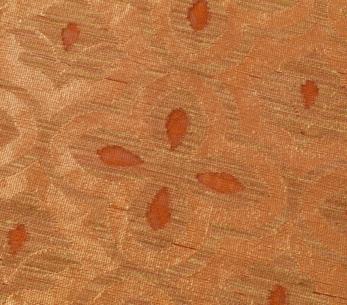 Sushila Vintage Rust Saree 100% Pure Silk Net Mesh Woven Floral Sari Fabric