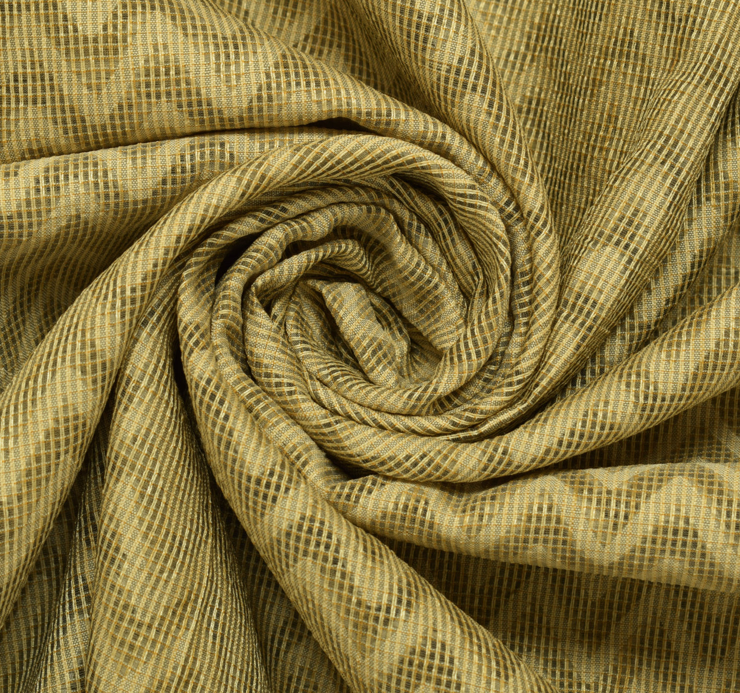 Sushila Vintage Green & Shade of Brown Saree Woven Zig Zag Sari 5YD Craft Fabric