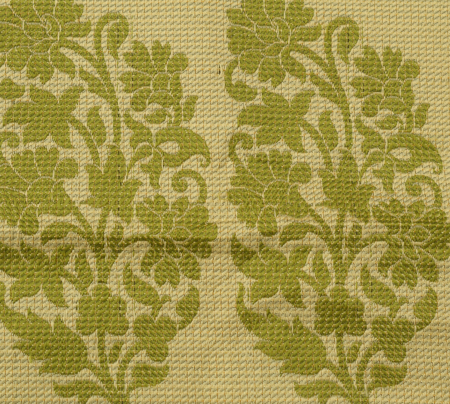 Sushila Vintage Green & Shade of Brown Saree Woven Zig Zag Sari 5YD Craft Fabric