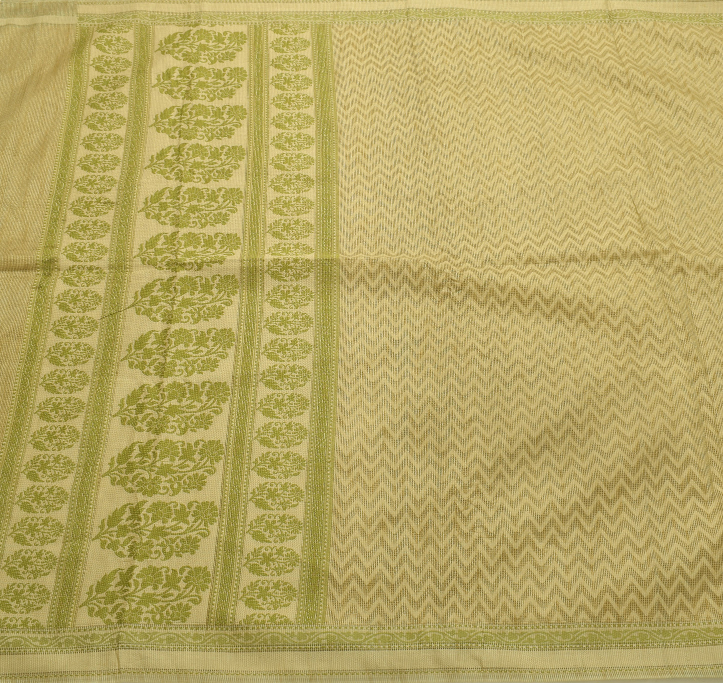 Sushila Vintage Saree Blend Cotton Super Net Printed Woven Zig Zag Sari Fabric