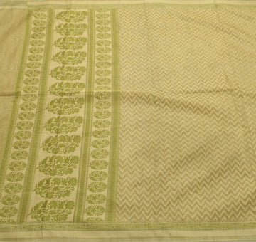 Sushila Vintage Saree Blend Cotton Super Net Printed Woven Zig Zag Sari Fabric