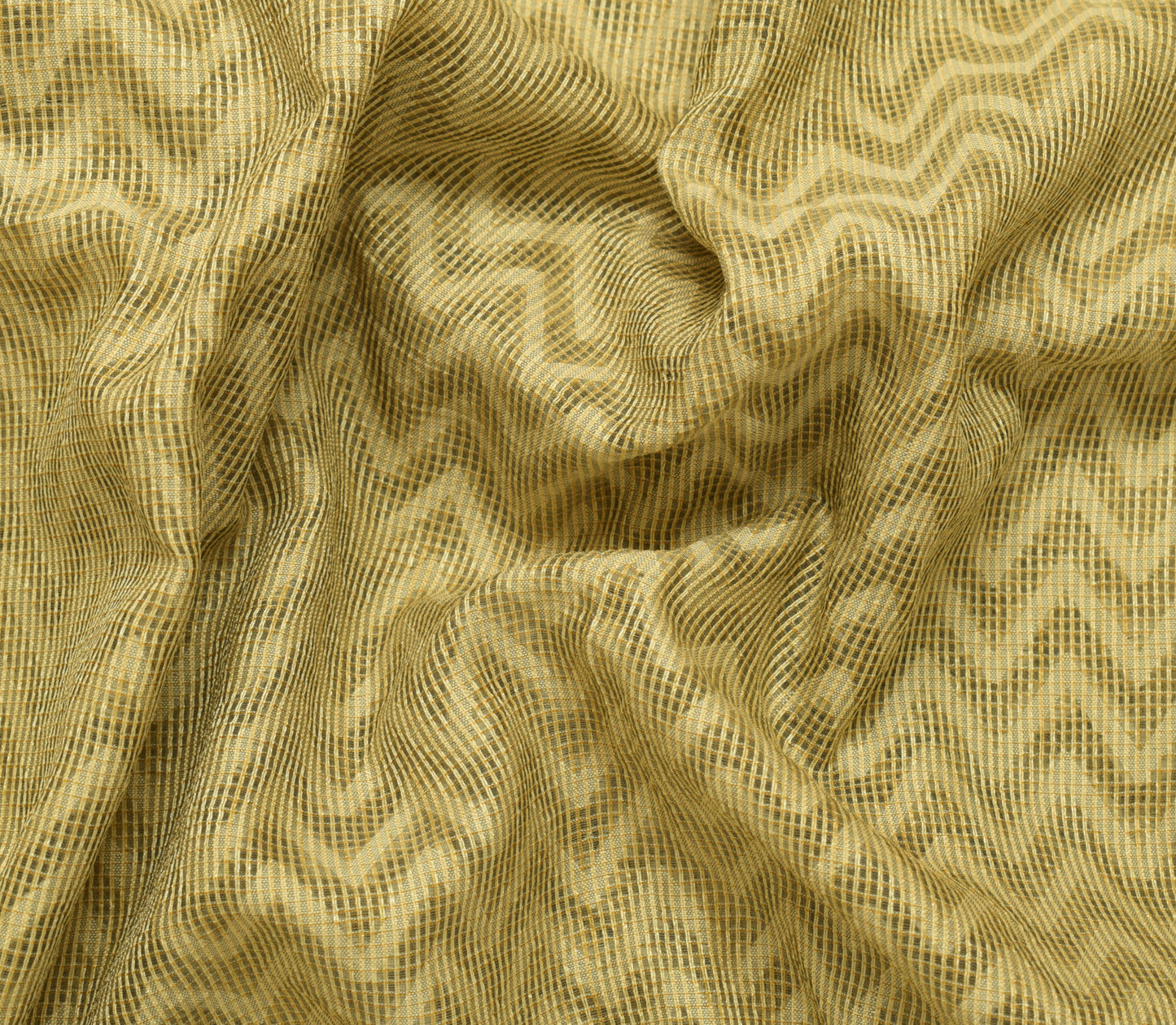 Sushila Vintage Green & Shade of Brown Saree Woven Zig Zag Sari 5YD Craft Fabric