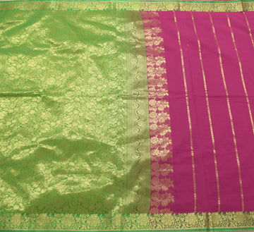 Sushila Vintage Purple Saree Silk Blend Weaving Floral Sari 5 Yard Craft Fabric
