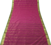 Sushila Vintage Purple Saree Silk Blend Weaving Floral Sari 5 Yard Craft Fabric