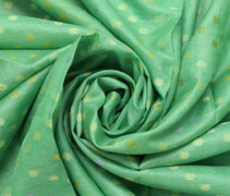 Sushila Vintage Green Saree 100% Pure Silk Woven Floral Sari 5 Yard Craft Fabric