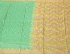 Sushila Vintage Green Saree 100% Pure Silk Woven Floral Sari 5 Yard Craft Fabric