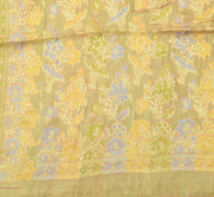 Sushila Vintage Green Saree 100% Pure Silk Woven Floral Sari 5 Yard Craft Fabric