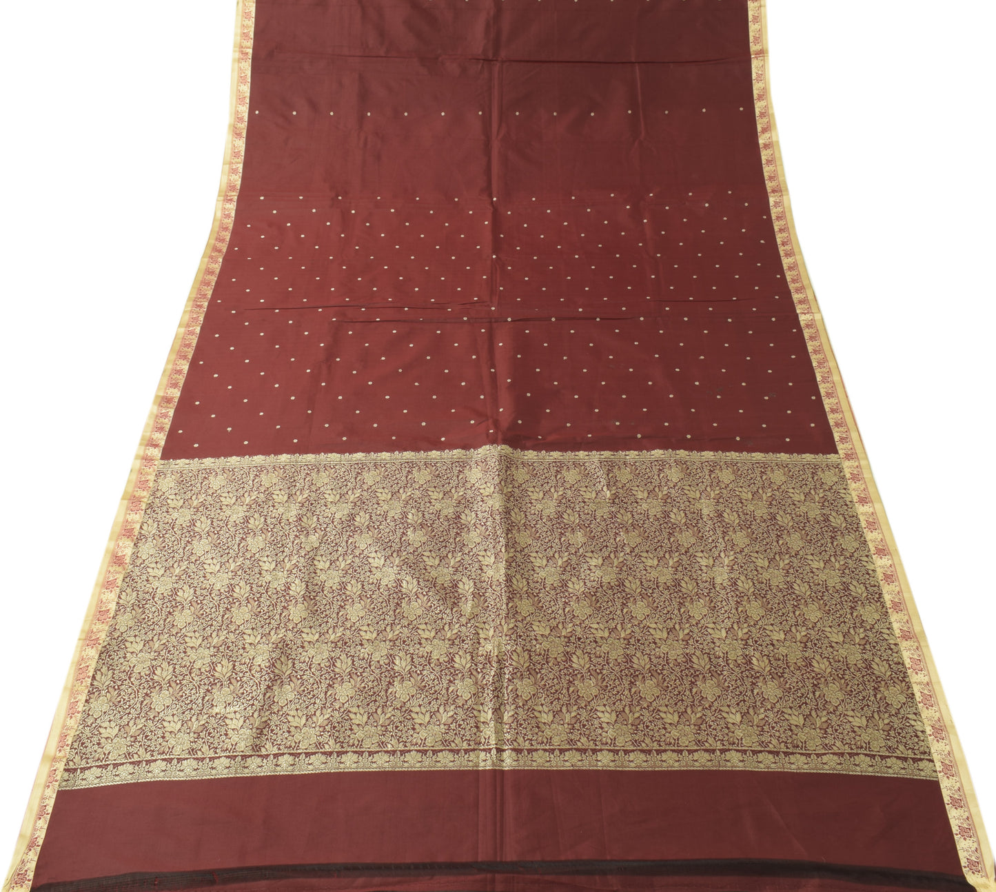 Sushila Vintage Maroon Saree Art Silk Woven Floral Pallu Border Sari 6Yds Fabric