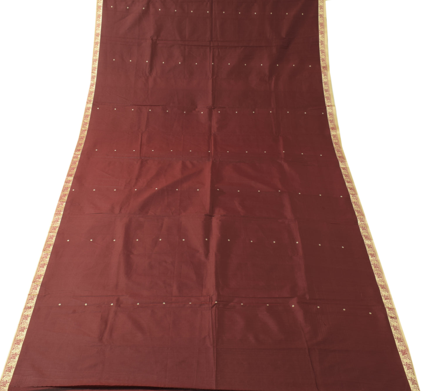Sushila Vintage Maroon Saree Art Silk Woven Floral Pallu Border Sari 6Yds Fabric
