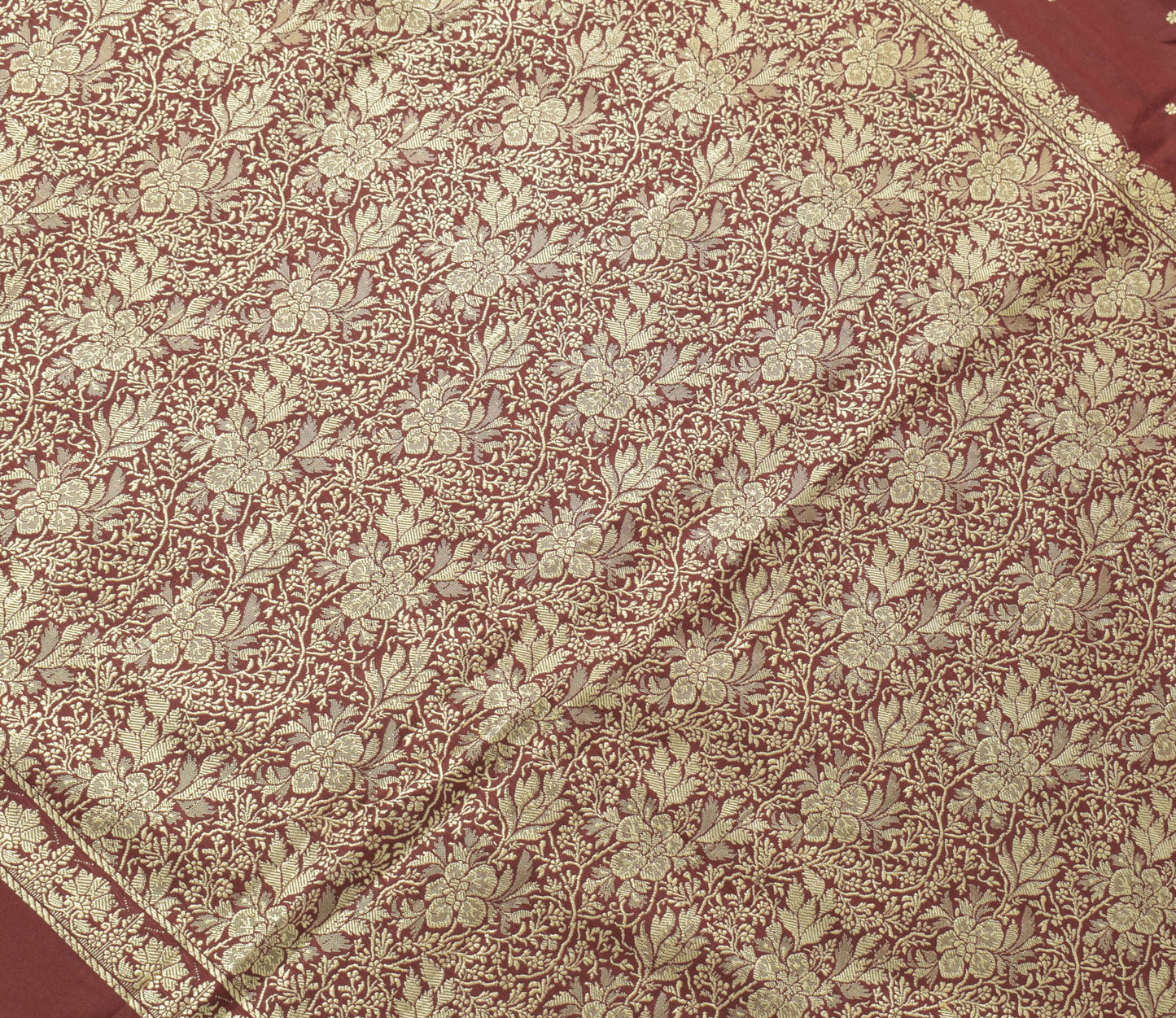 Sushila Vintage Maroon Saree Art Silk Woven Floral Pallu Border Sari 6Yds Fabric