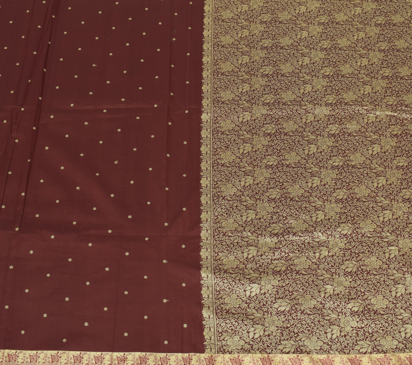 Sushila Vintage Maroon Saree Art Silk Woven Floral Pallu Border Sari 6Yds Fabric