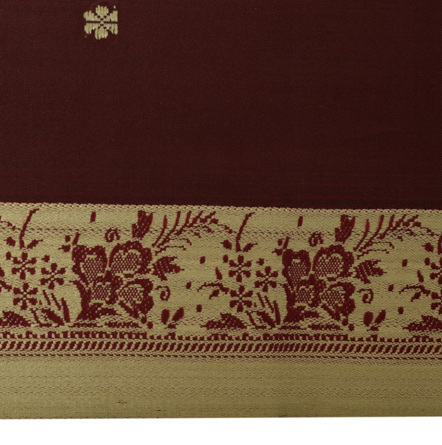 Sushila Vintage Maroon Saree Art Silk Woven Floral Pallu Border Sari 6Yds Fabric